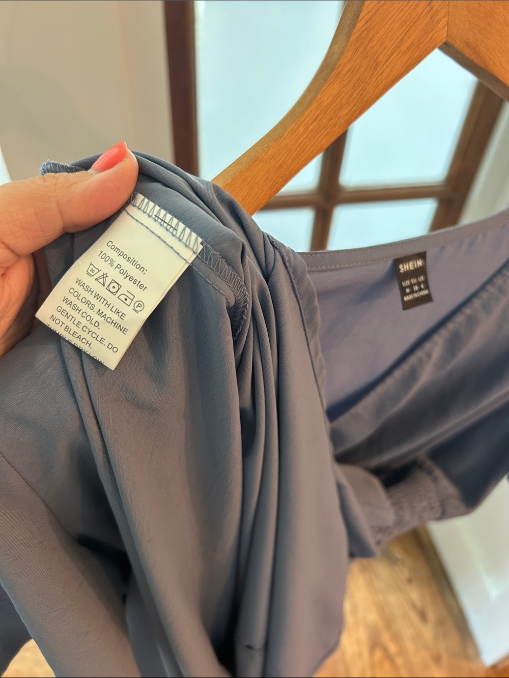 Baby Blue Smocked Waist V-Neck Midi Dress - Picture 9 of 11
